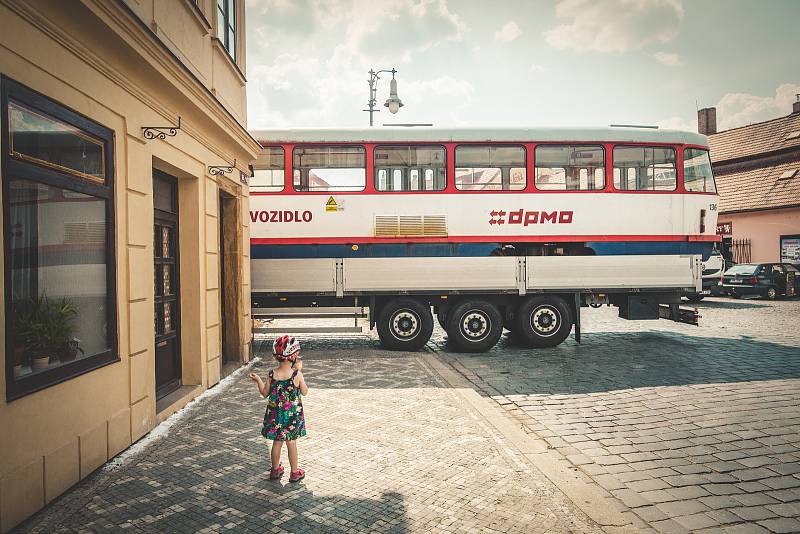 Olomoucká tramvaj T3 v centru Brandýse nad Labem-Staré Boleslavi