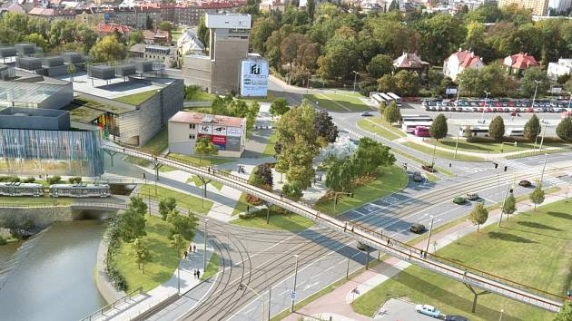 Vizualizace: Napojení tramvajové trati ze třídy 17. listopadu k obchodní galerii Šantovka