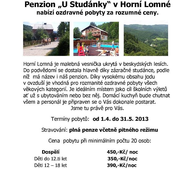 Penzion U studánky v Horní Lomné