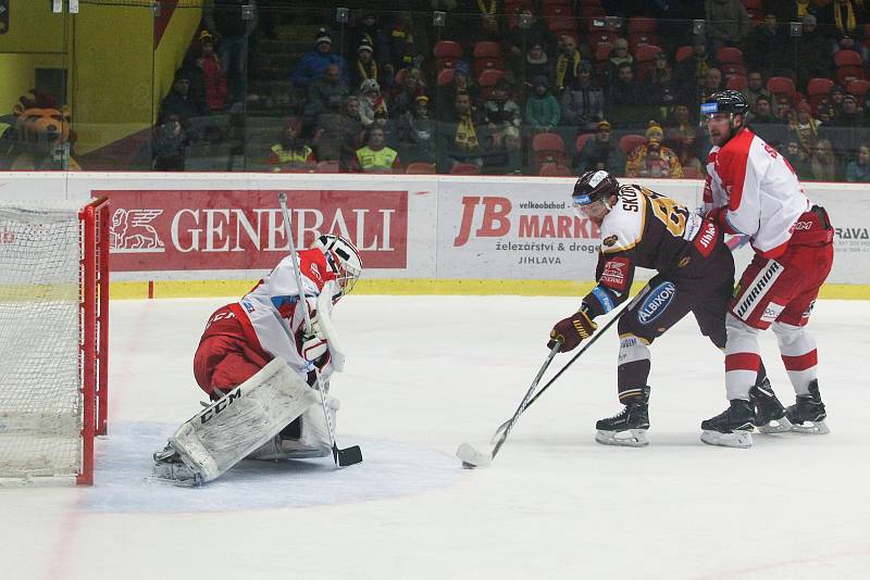 Zápas 52. kola hokejové extraligy HC Dukla Jihlava - HC Olomouc 4. března v Jihlavě.