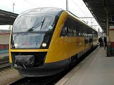 Souprava Siemens Desiro společnosti RegioJet při propagační jízdě na trati Olomouc - Šternberk - Uničov