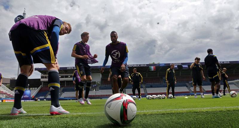 Trénink švédské jednadvacítky na Andrově stadionu v Olomouci