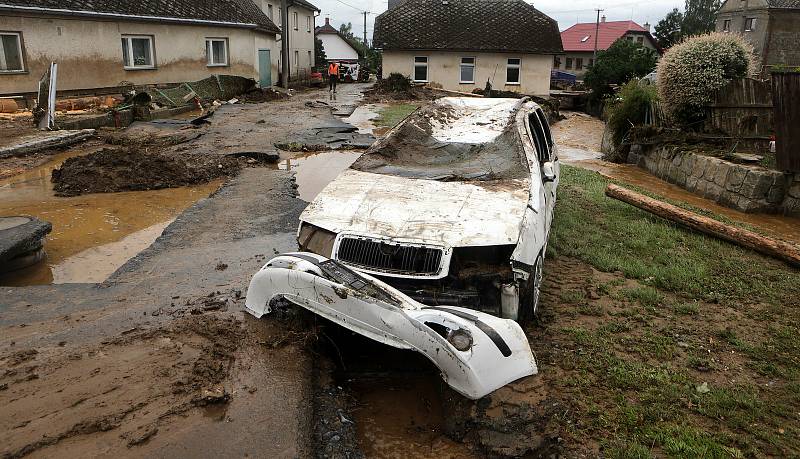 Břevenec po bleskové povodni, 8. června 2020 odpoledne