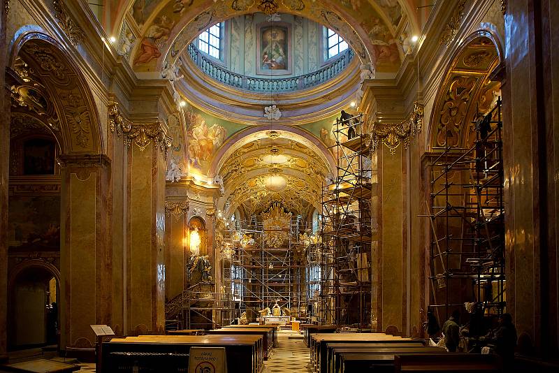 Rekonstrukce baziliky Navštívení Panny Marie na Svatém Kopečku u Olomouce. Prosinec 2019