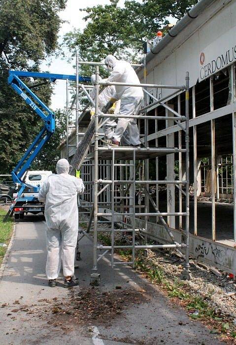 Demolice pavilonu D v olomouckých Bezručových sadech