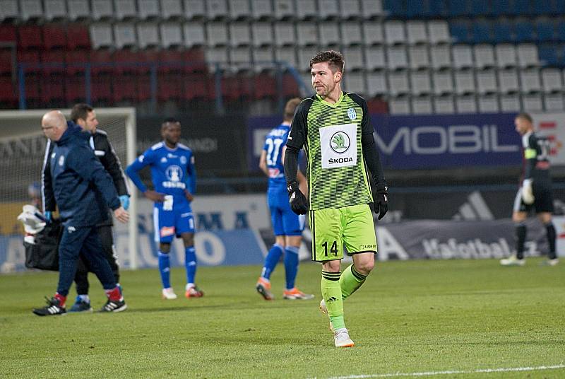 Fotbalisté Sigmy Olomouc (v modrém) podlehli Mladé Boleslavi 0:4