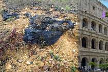 Ložisko travertinu u Kokor. Ze stejné horniny postavili římské Koloseum