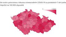 Přehled výskytu nákazy po okresech, situace k 17. 2. 2022