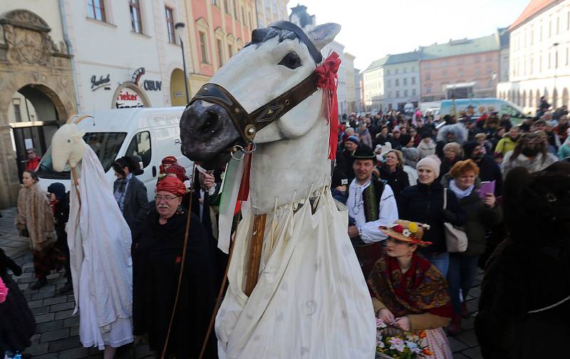 Masopustní veselí na Horním náměstí v Olomouci.