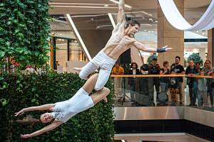 Akrobatická vystoupení u příležitosti oslav 10 let od otevření Galerie Šantovka, 14. října 2023, Olomouc.
