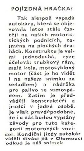 Okresní noviny Stráž lidu informují o ukázce „autokáry“ v Olomouci.