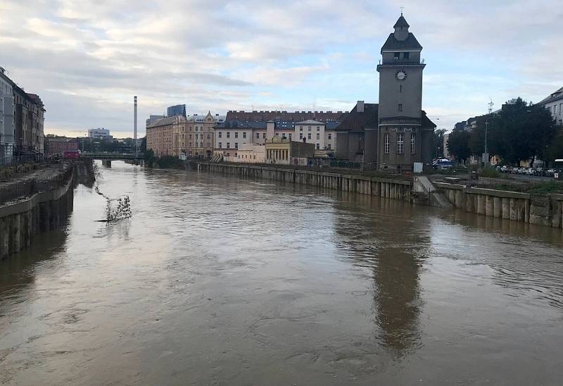 Řeka Morava v Olomouci, 15. října 2020 ráno