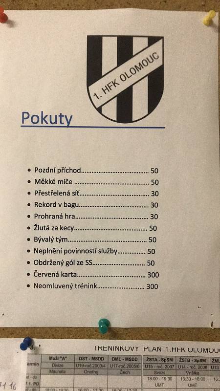 Pokutový řád HFK Olomouc