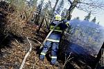 Hasiči zasahují u požáru lesa v Olbramicích