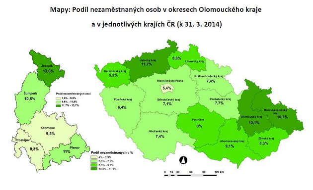 Nezaměstnanost v Olomouckém kraji - březen 2014