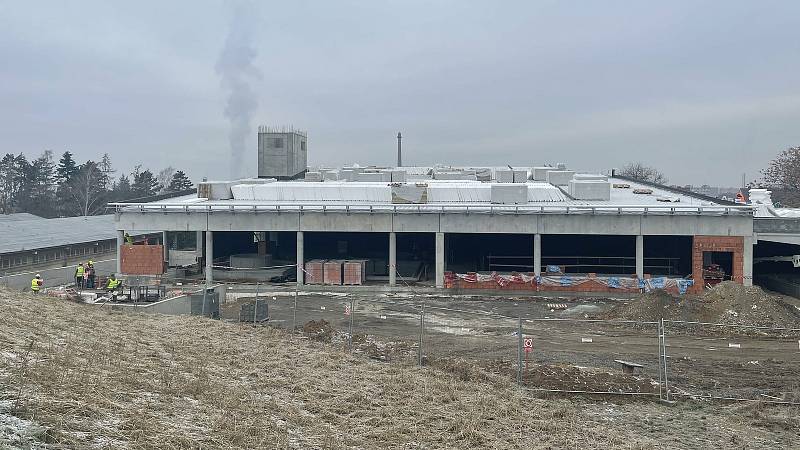 Stavba plaveckého bazénu ve Šternberku. 19. ledna 2022