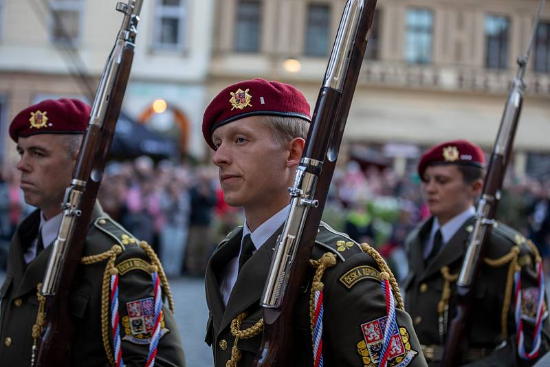 V centru města se uskutečnil festival vojenských hudeb, 27. srpna 2021 v Olomouci.