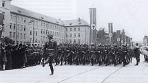 Německý marš na dnešním Žižkově náměstí