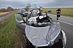 Tragická srážka tří aut u Chudobína na Litovelsku