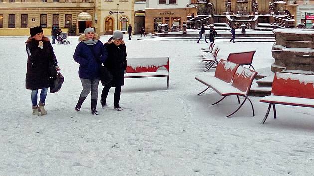 Zasněžené centrum Olomouce 16. ledna 2018