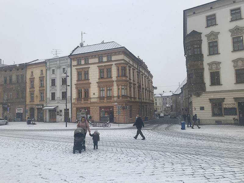 Sněžení v Olomouci. 3. prosince 2020