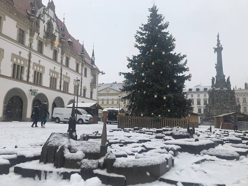 Sněžení v Olomouci. 3. prosince 2020