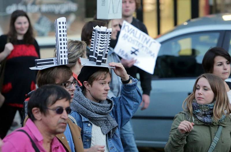 Veřejný protest proti stavbě Šantovka Tower v Olomouci