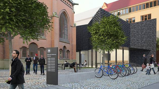 Studie stavebních úprav Červeného kostela na třídě Svobody v Olomouci 