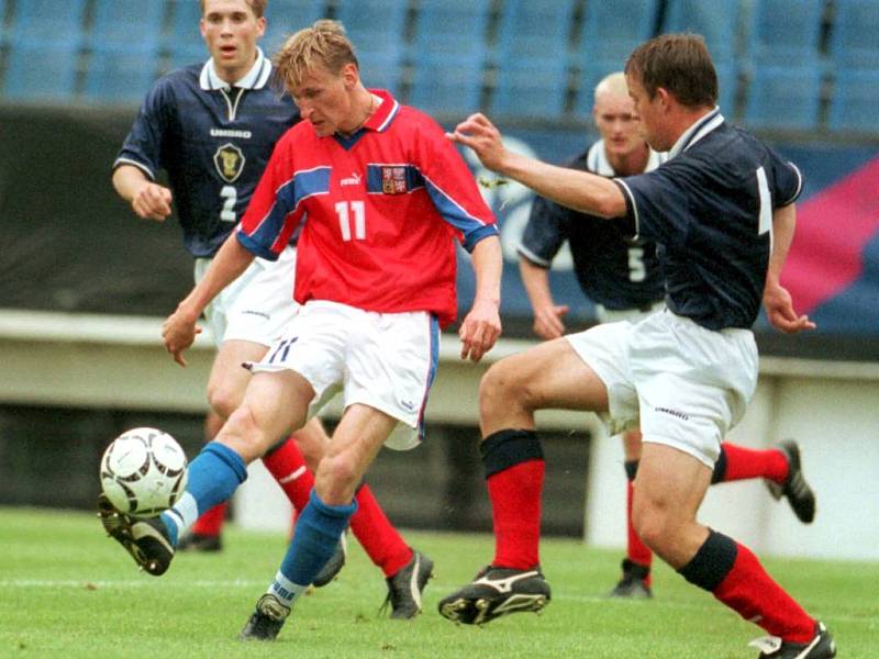 Marek Heinz v dresu reprezentační jedenadvacítky v kvalifikačním zápase se Skotskem