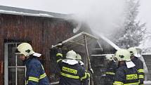 Požár chatky v Hlubočkách