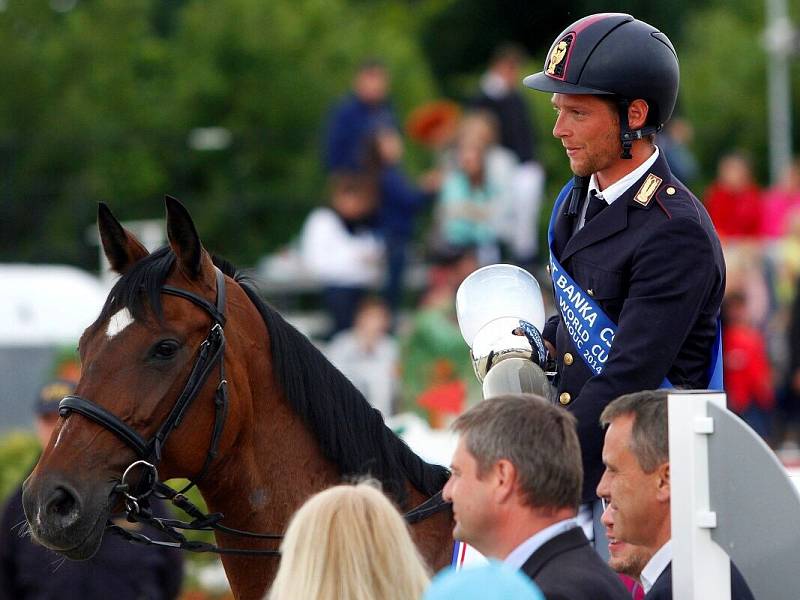 Vítěz Federico Ciriesi (It.) a Calida 46. Světový pohár v parkuru v jezdeckém areálu Equine Sport Centre v Olomouci