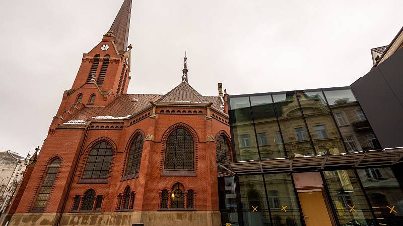 Červený kostel v Olomouci, leden 2023