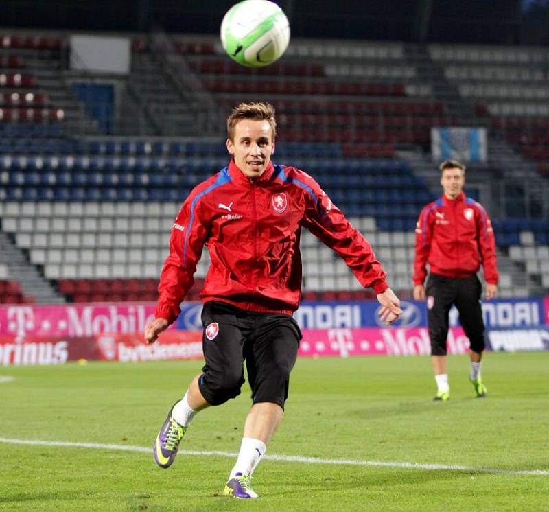 Trénink české reprezentace na Andrově stadionu v Olomouci