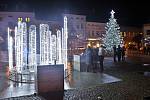 Vánoční strom a výzdoba ve Šternberku. 29. listopadu 2020