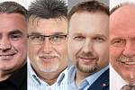 Lídři některých stran kandidujících v Olomouckém kraji ve volbách do Poslanecké sněmovny 2021. Ilustrační koláž