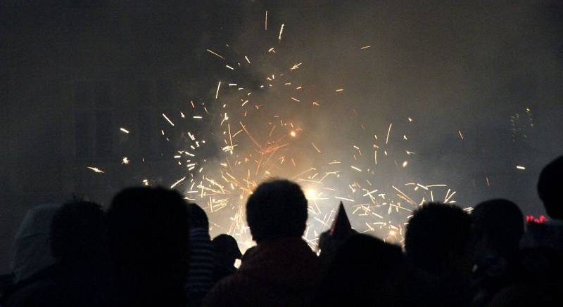 Vítání nového roku 2014 na olomouckém Horním náměstí