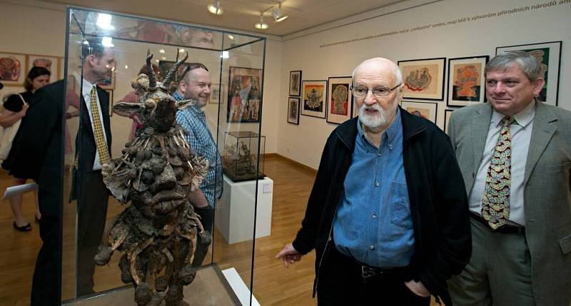 Jan Švankmajer na zahájení výstavy svých prací v olomouckém Muzeu umění