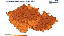 Riziko napadení klíštětem v ČR pro 9.5. 2022