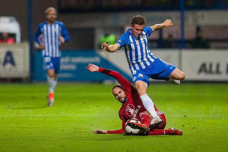 Zápas 10. kola první fotbalové ligy mezi týmy FC Slovan Liberec a SK Sigma Olomouc se odehrál 29 září na stadionu U Nisy v Liberci. Na snímku vpravo je Tomáš Malinský.