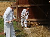 Folklorní soubory v sobotu v Hanáckém skanzenu v Příkazích na Olomoucku předváděly, jak dříve vypadaly žně a dožatná.