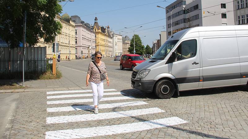 Přechody ulic podél třídy Svobody v Olomouci, červen 2022