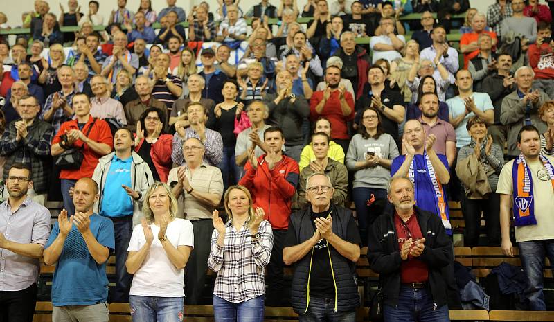 Olomoucké volejbalistky proti Prostějovu - třetí finálový zápas. Olomouc slaví titul