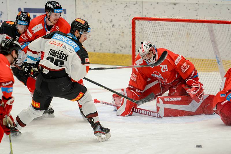 Hokejisté HC Olomouc (v červeném) hostili v rámci 33. kola Tipsport extraligy pražskou Spartu.