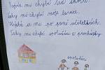 Děti v Blatci píší vzkazy své škole. ZŠ Blatec, 29. března 2021