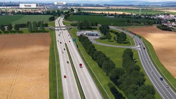 Vizualizace dálnice D55 Olomouc - Kokory