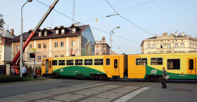 Nehoda na přejezdu v Litovelské ulici v Olomouci