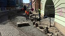 Začala oprava ulice 8. května v centru Olomouce. 14. dubna 2020
