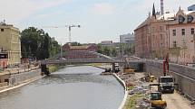 II. B etapa protipovodňových opatření mezi Komenského ulicí a Masarykovou třídou v Olomouci, červen 2022