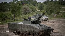Obrněnec Lynx KF41 na mediálním dnu při testování bojových vozidel pěchoty (BVP) z tendru pro českou armádu ve vojenském prostoru Libavá, 27. května 2021