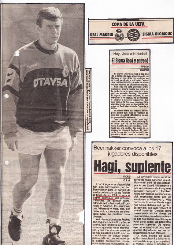 V březnu 1992 se Sigma Olomouc ve čtvrtfinále Poháru UEFA utkala s Realem Madrid (1:1 doma, 0:1 venku). Emilio Butragueňo